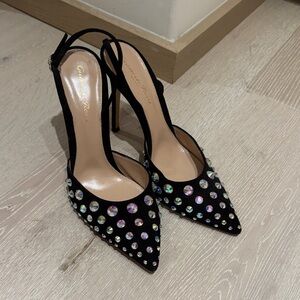 Gianvito Rossi Black Heels with Crystal Accents